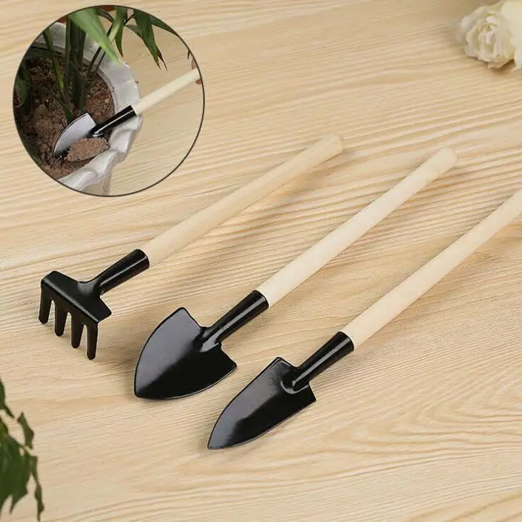Customized Wooden Handle Gardening Hand Tools Wooden Hand Garden Hardware Tools 3 piece garden tool set
