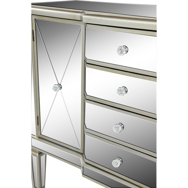 Glam Mirrored Rectangular Storage Cabinet Silver Olivia amp May