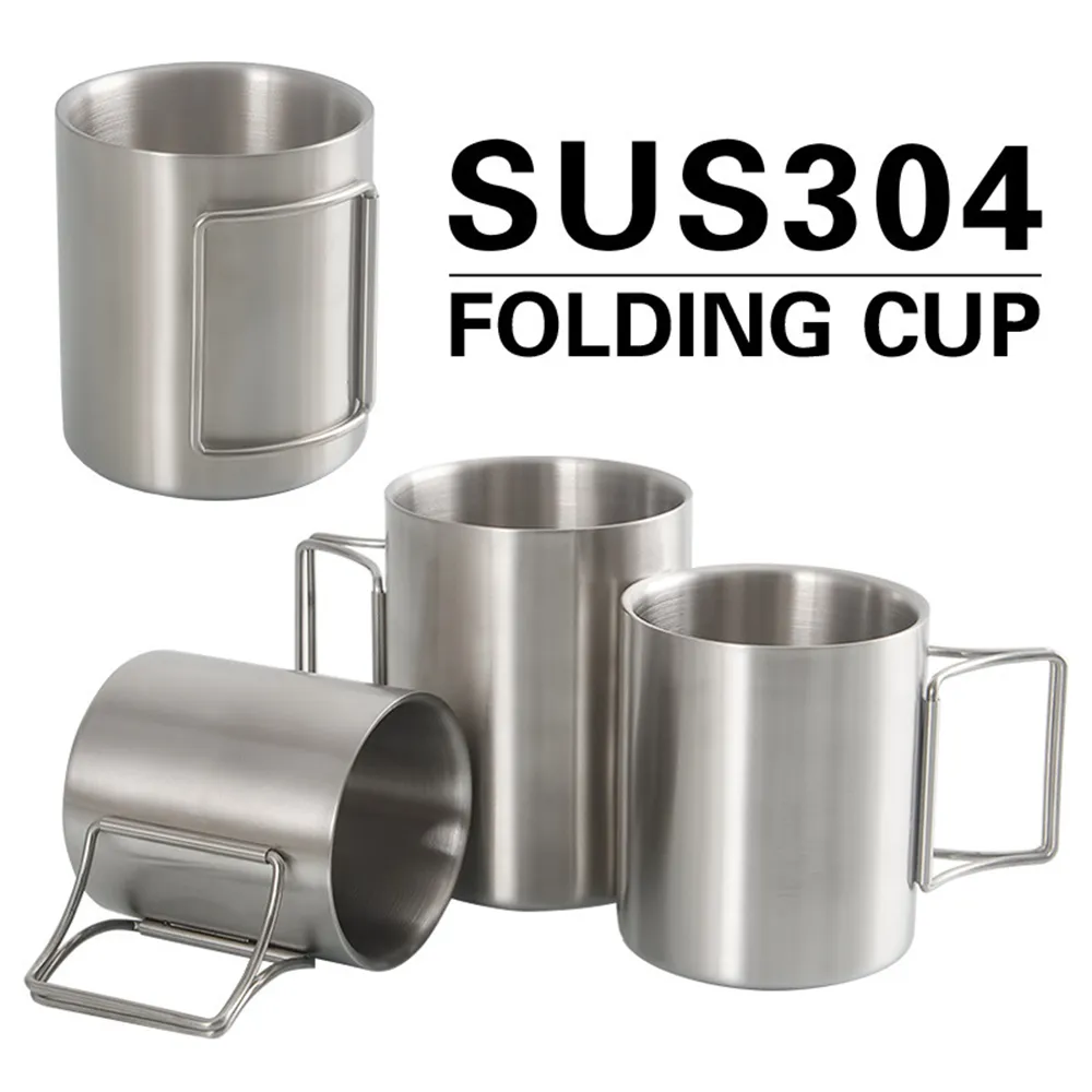 Durable Outdoor Travel Best Target Twin Wall Foldable Wholesale 304 Stainless Steel Camping Cup