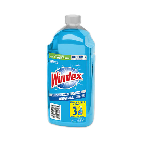 SC Johnson Windex Glass Cleaner with Ammonia-D | 67.6oz Refill， Unscented， 6