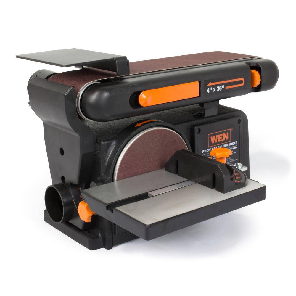 WEN 4.3 Amp Corded 4 in. x 36 in. Belt and 6 in. Disc Sander with Cast Iron Base 6502T