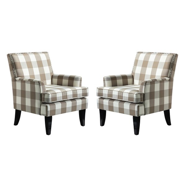 Akorda Classic Patterned Upholstered Nailhead Trim Armchairs Set of 2 by HULALA HOME