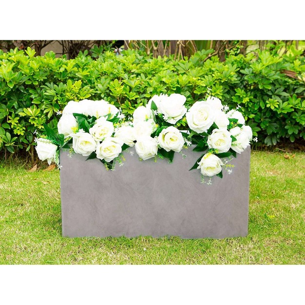 Wide Kante Lightweight Modern Rectangular Concrete Outdoor Planter Pot Weathered Concrete Gray