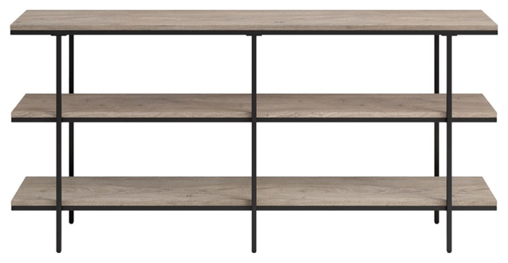 Maklaine Contemporary 64 quotSteel Console Table in Gray   Industrial   Console Tables   by Homesquare  Houzz