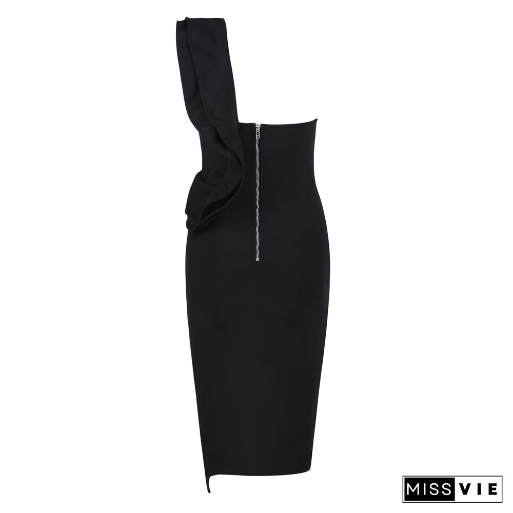 Solid Turtleneck Sleeveless Pleat Detail Bodycon Dress