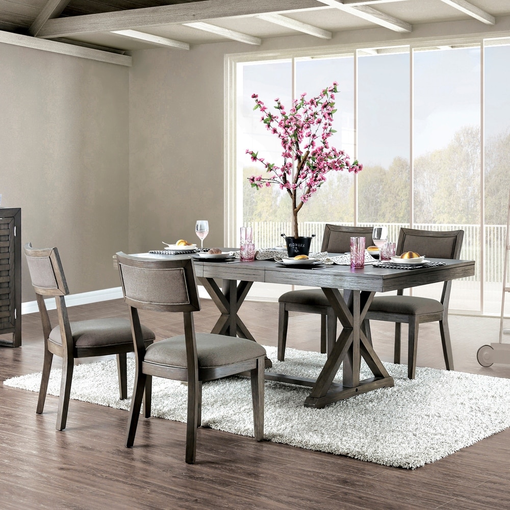 Millner Rustic Grey Solid Wood 5 Piece Expandable Dining Table Set by Furniture of America