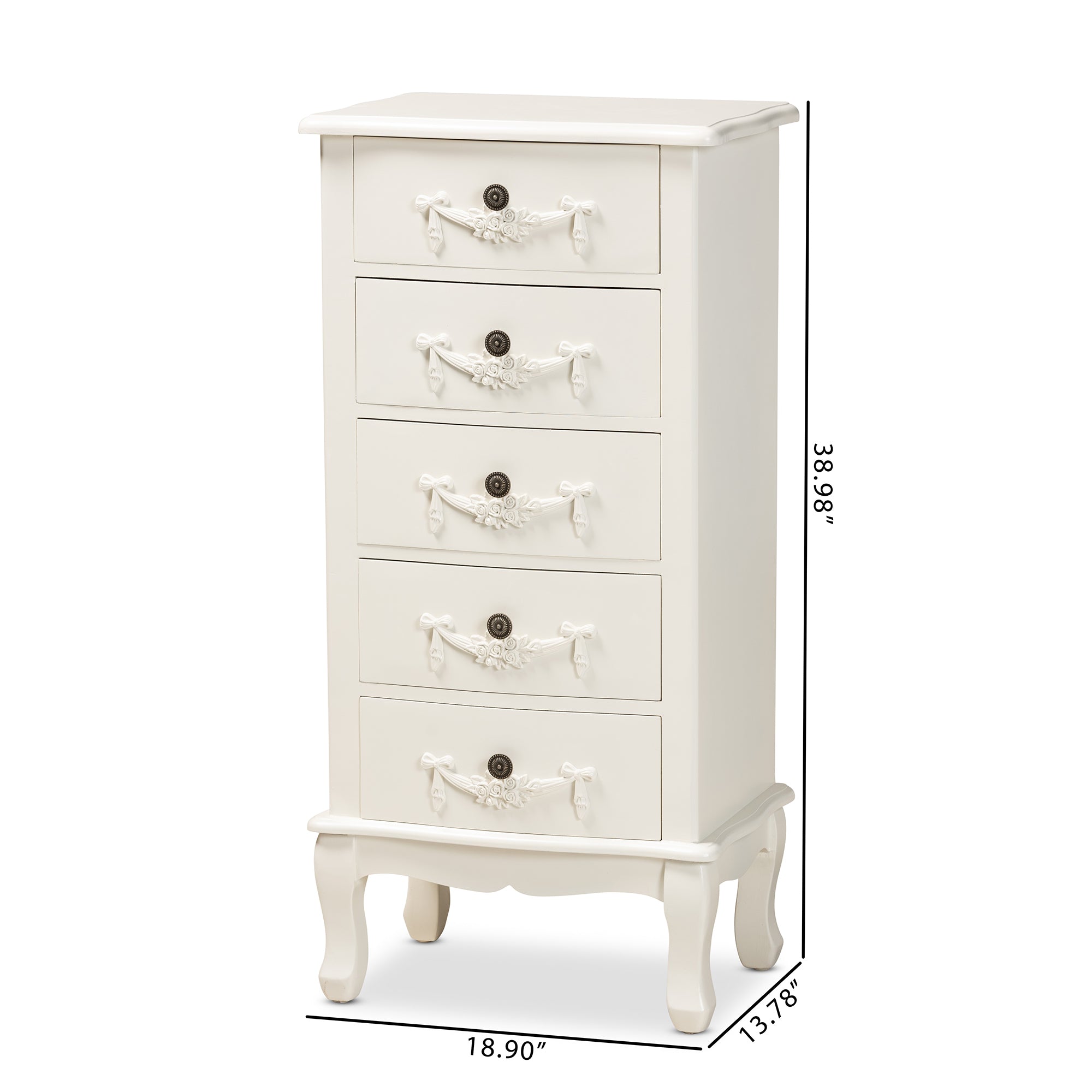 Baxton Studio Callen Classic and Traditional White Finished Wood 5-Drawer Chest