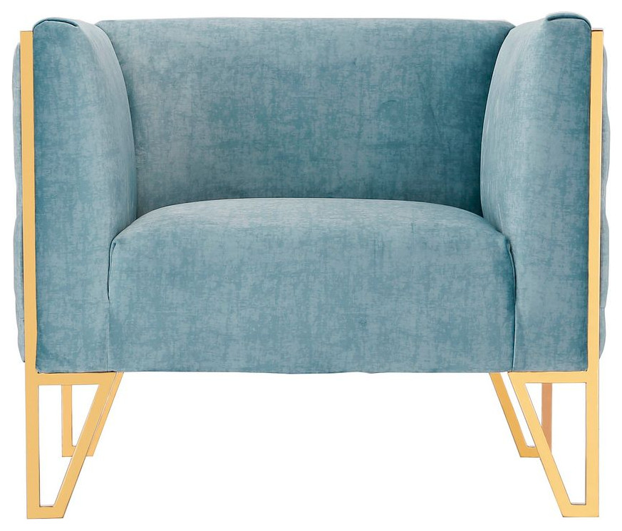 Manhattan Comfort Vector Gold Velvet Accent Chair   Contemporary   Armchairs And Accent Chairs   by Manhattan Comfort  Houzz