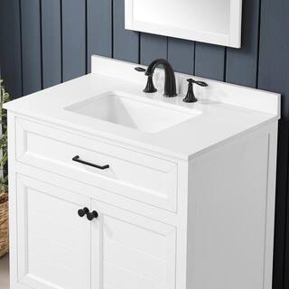 Home Decorators Collection Hanna 36 in. W x 19 in. D x 34.50 in. H Freestanding Bath Vanity in White with White Engineered Stone Top Hanna 36W