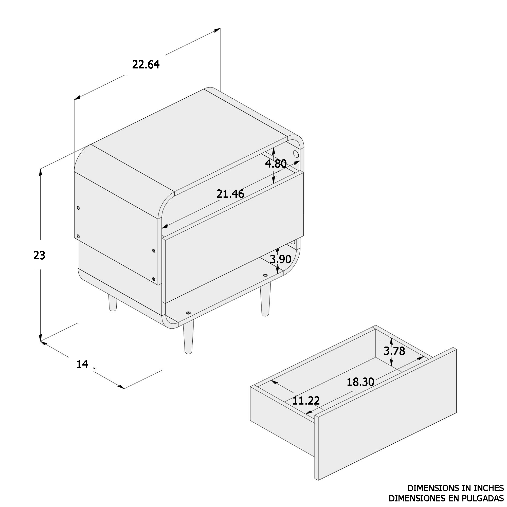 Boahaus Cadiz Modern One Drawer Nightstand, White Finish, for Bedroom