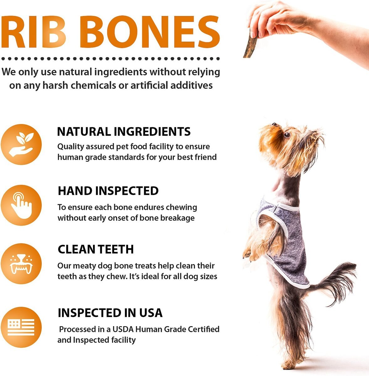 K9warehouse Beef Rib Bones Dog Chew Treats， 8 count