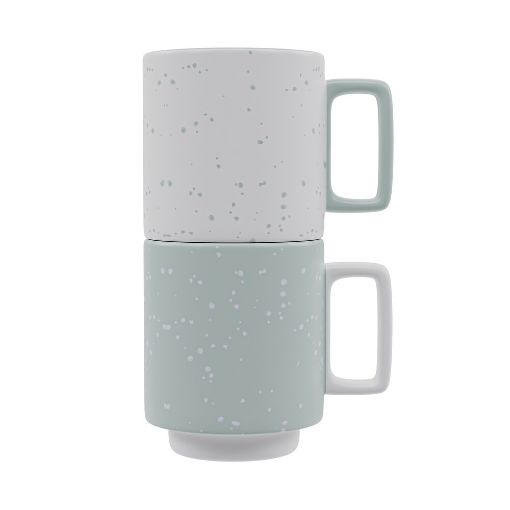 American Atelier Speckled Stackable Mugs Set of 2   14 oz