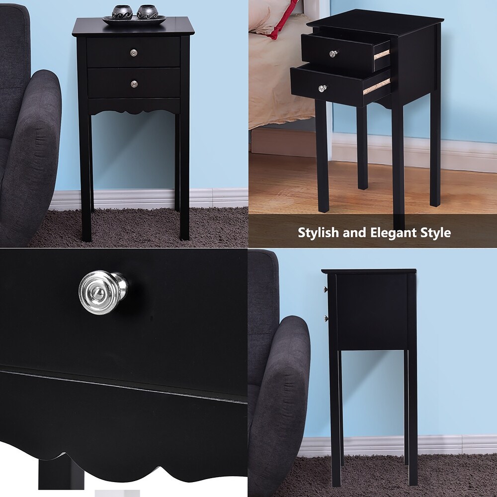 Side Table End Accent Table Night Stand with 2 Drawers Furniture