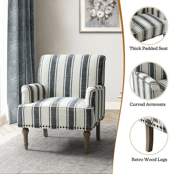 Geltrude Upholstered Farmhouse Nailheads Arm Chair with Spindle Legs by HULALA HOME