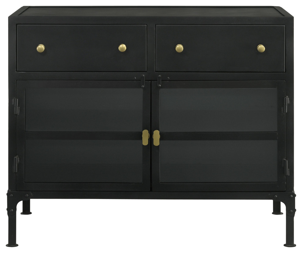 Sadler 2 drawer Accent Cabinet With Glass Doors Black   Modern   Accent Chests And Cabinets   by Modon  Houzz