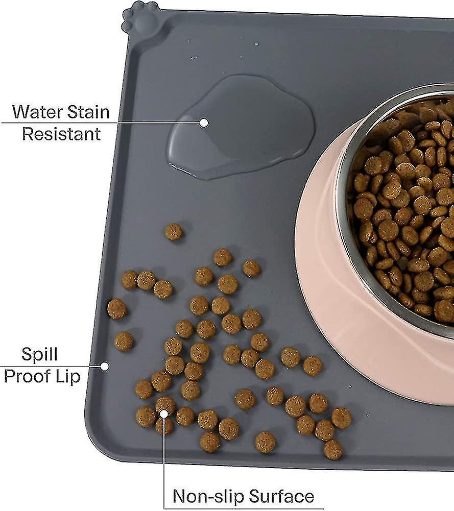 Dog And Cat Food Mat， Waterproof and Non Slip Silicone Pet Feeding Mat For Food And Water Gift