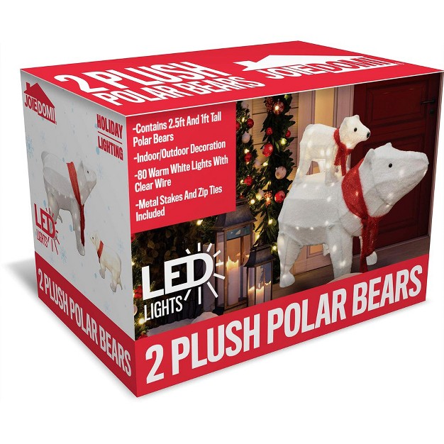 Joiedomi 3d Plush Polar Bears Led Yard Lights 2 Pcs Christmas Eve Outdoor Yard Garden Decorations Christmas Event Decoration