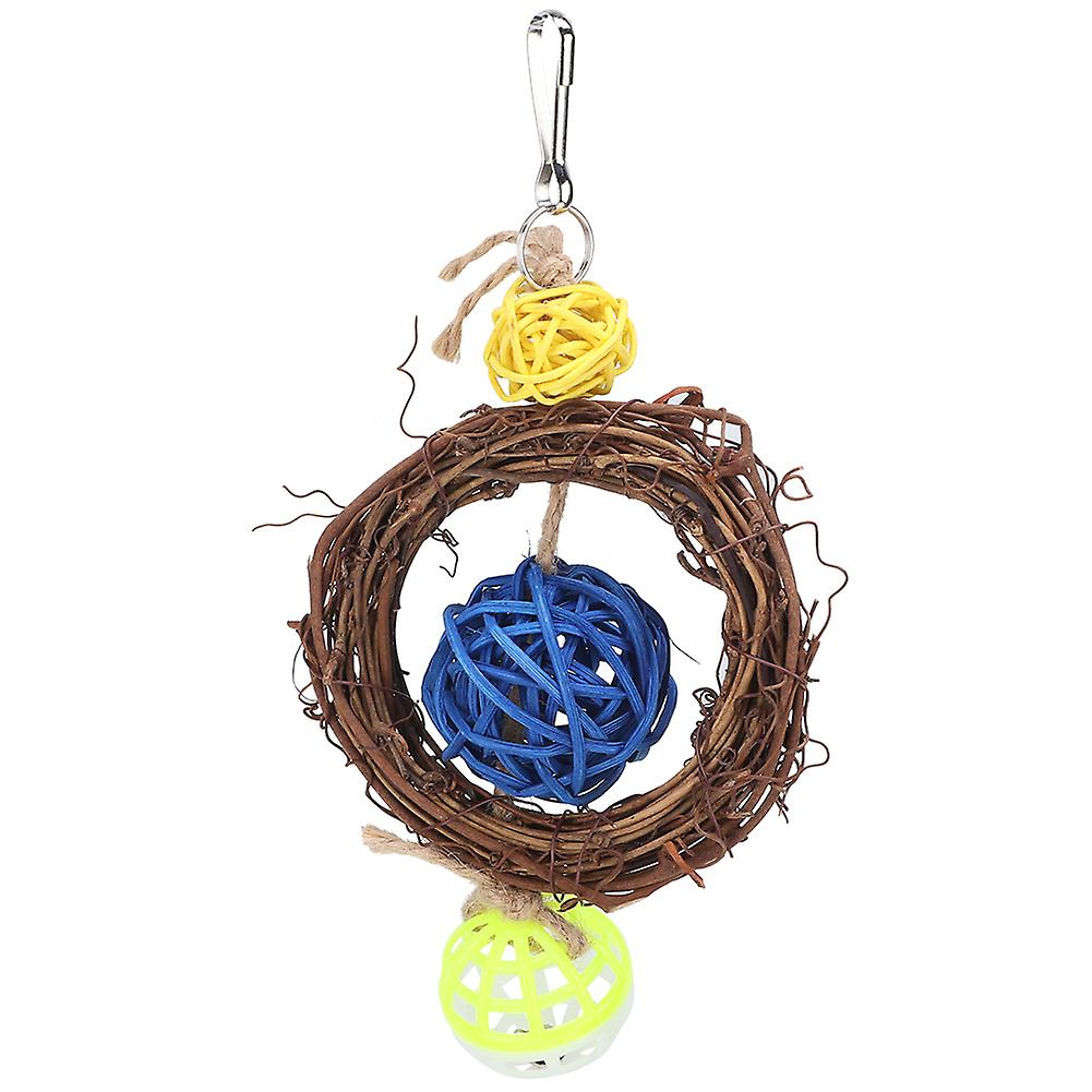 Safe Non toxic Sepaktakraw Rattan Hoop Hanging Biting Chewing Playing Bird Toy Swing Rings Parrots Supplies Accessory