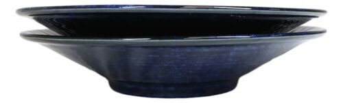 1 Japanese Blue Cascading Water Reduction Glazed Ceramic Shallow Bowls Pack Of 2 EBR02