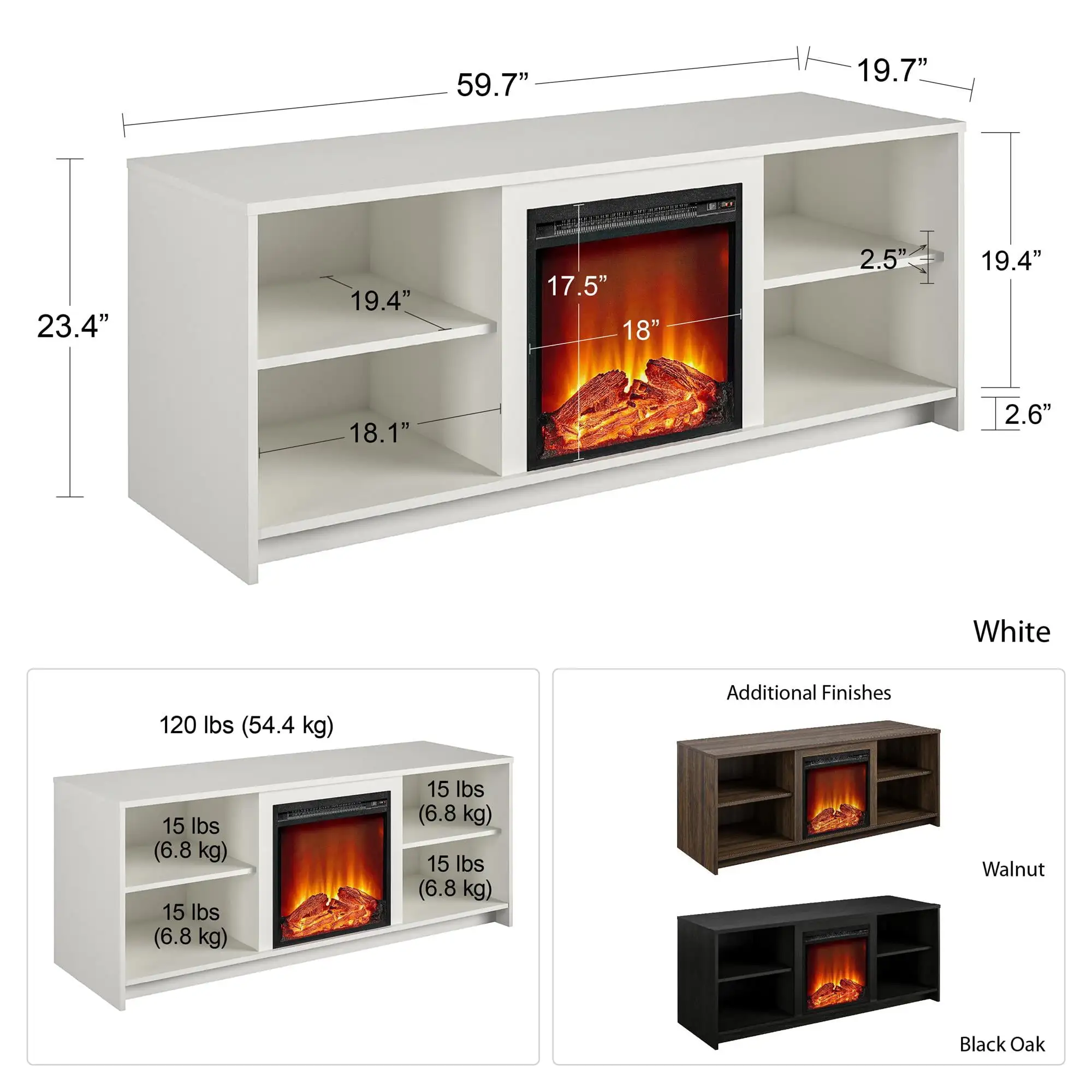 Mainstays Fireplace TV Stand for TVs up to 65