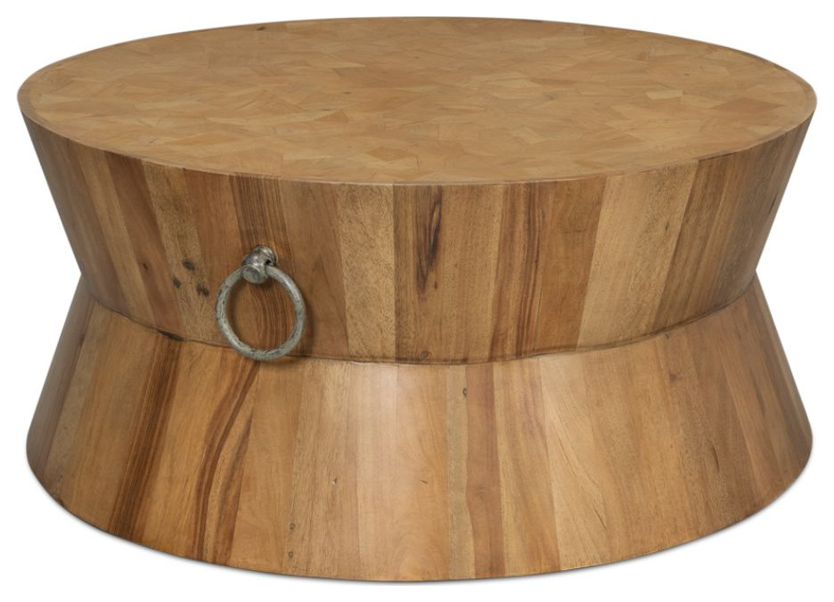 Tower Round Coffee Table Driftwood   Industrial   Coffee Tables   by Sideboards and Things  Houzz