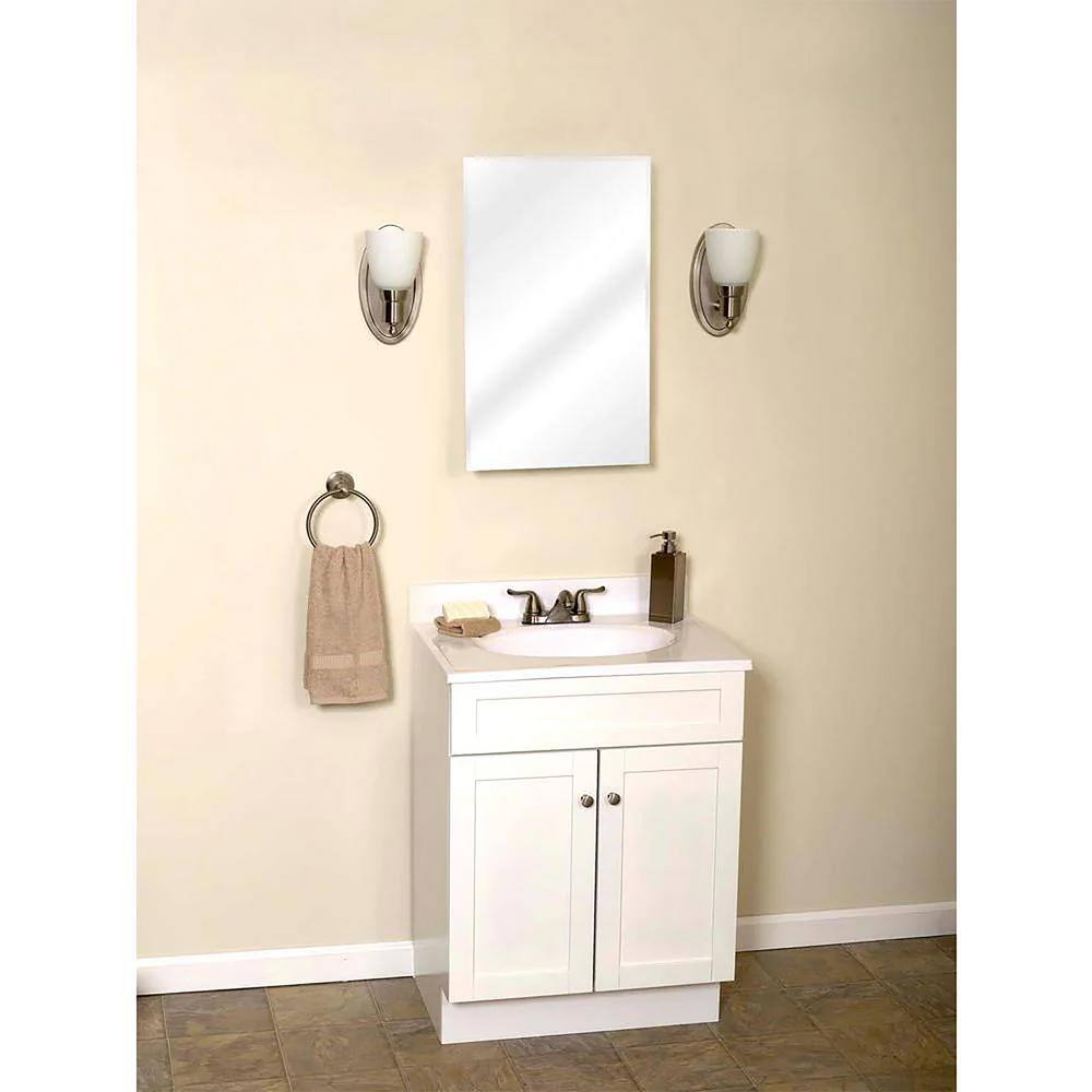 Zenith 16 in. W x 26 in. H Frameless Beveled Mirrored RecessedSurface Mount White Body Medicine Cabinet with Mirror M1215