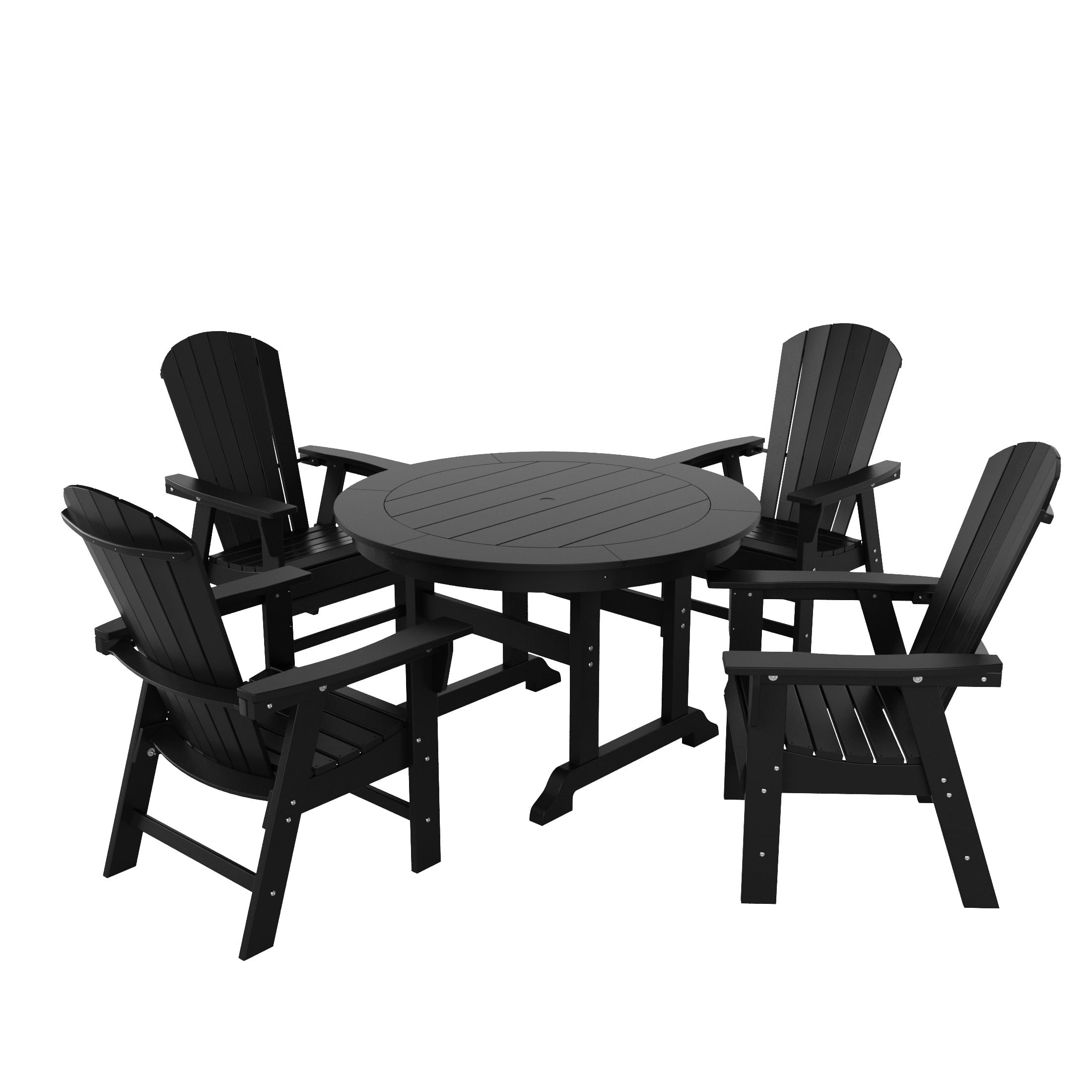 WestinTrends Dylan Adirondack Outdoor Dining Set for 4, All Weather Poly Lumber Patio Table and Chairs Set of 4, 47