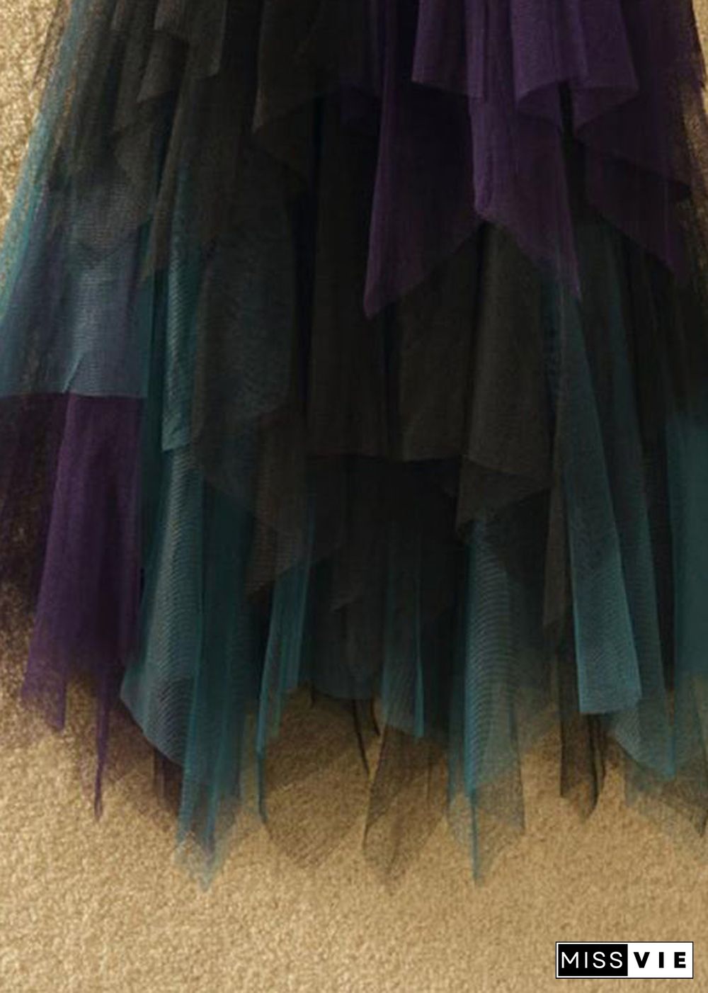 Art Casual Tulle Asymmetrical Patchwork Fall Skirt