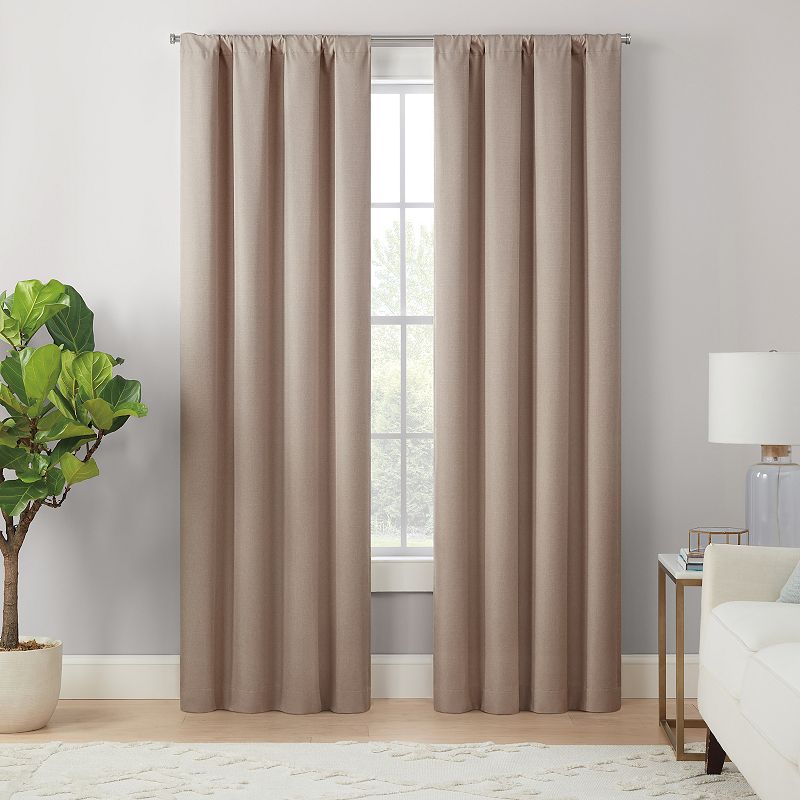 eclipse Magnitech Cannes Textured Solid 100% Blackout Rod Pocket Magnetic Closure Window Curtain Panel