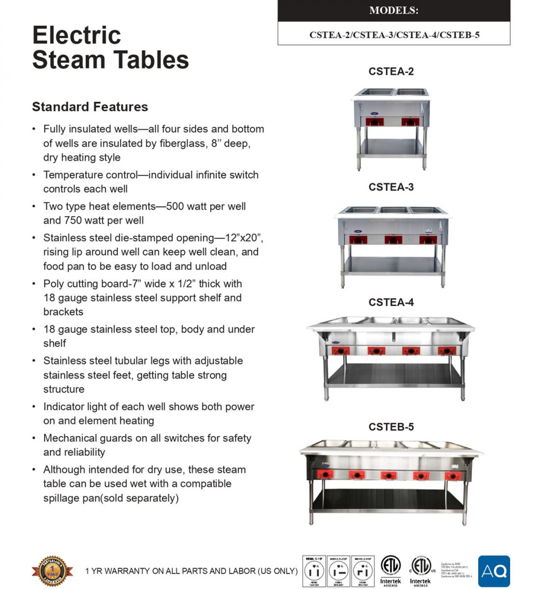 Commercial 4-well Food Warmer Steam Table Countertop Kitchen Supply NH-4