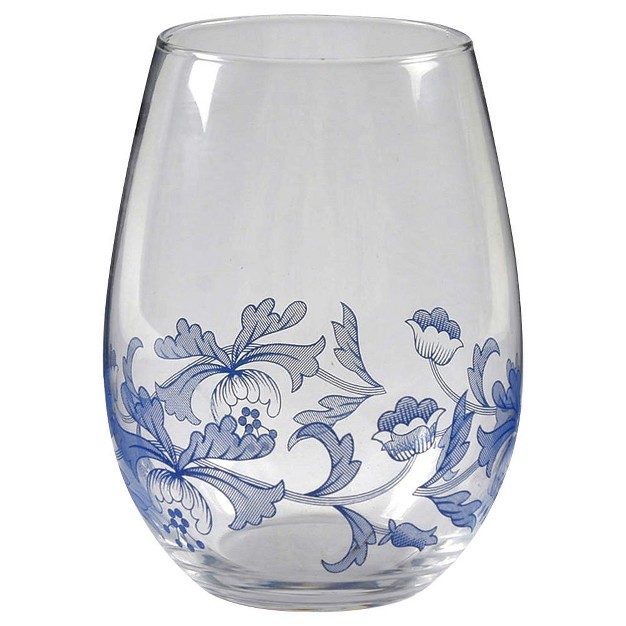 Spode Blue Italian Stemless Wine Glasses Set Of 4 19 Oz