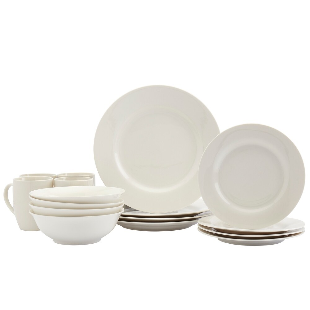 Tabletops Gallery White Porcelain 16 piece Dinnerware Set