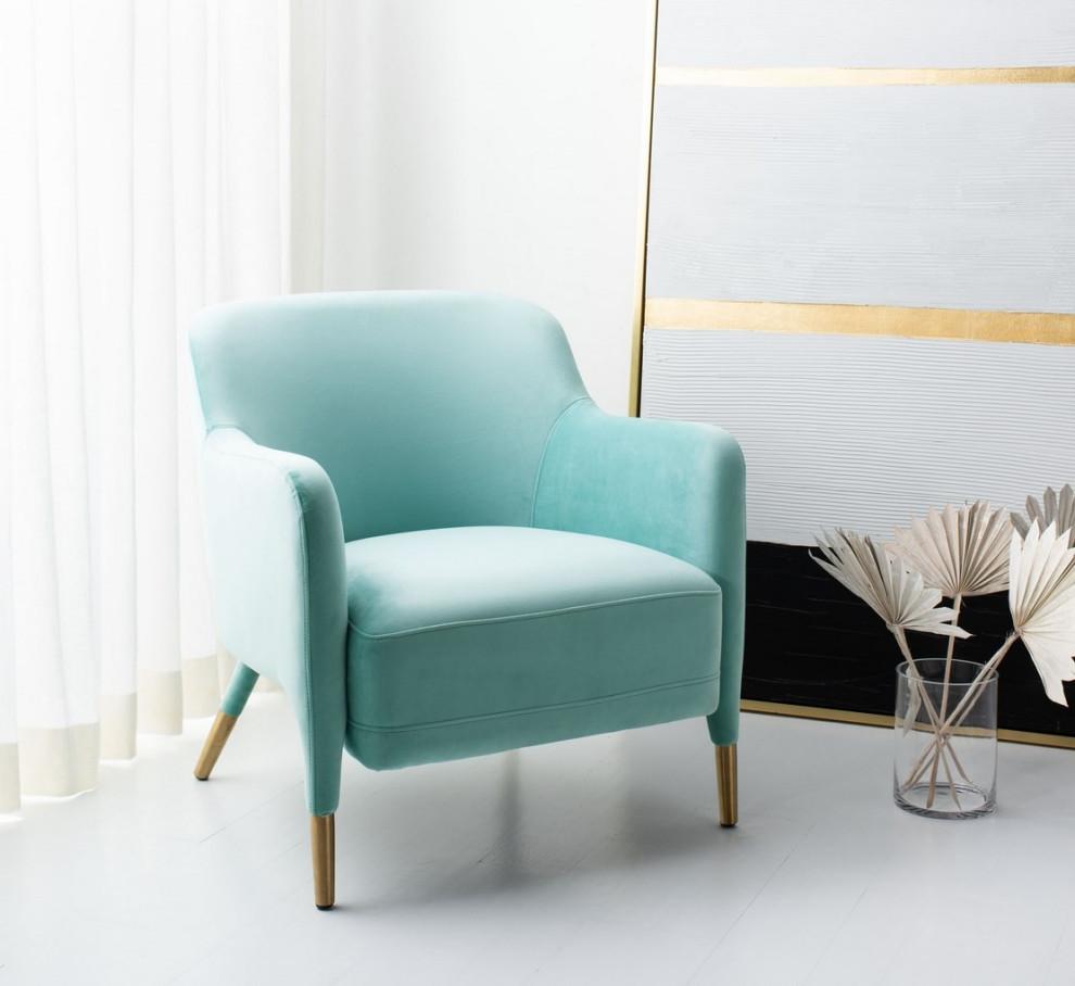 Ludwig Velvet Arm Chair Aqua   Midcentury   Armchairs And Accent Chairs   by AED Luxury Home Decor  Houzz