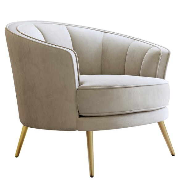 Modern Velvet Tub Barrel Leisure Accent Chair with Steel Legs