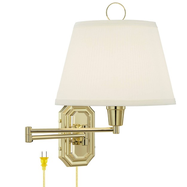 Light Fixture Swing Arm Ivory Pleated Shade For Bedroom Reading Living Room