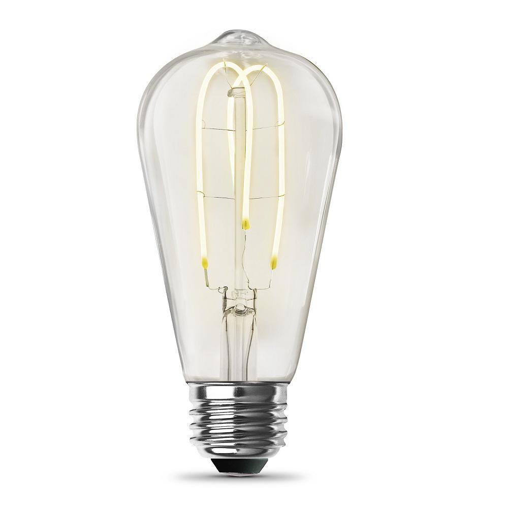 Feit Electric 40-Watt Equivalent ST19 Dimmable M Shape Filament Clear Glass Vintage Edison LED Light Bulb Bright White ST1940MCL930CAHDRP