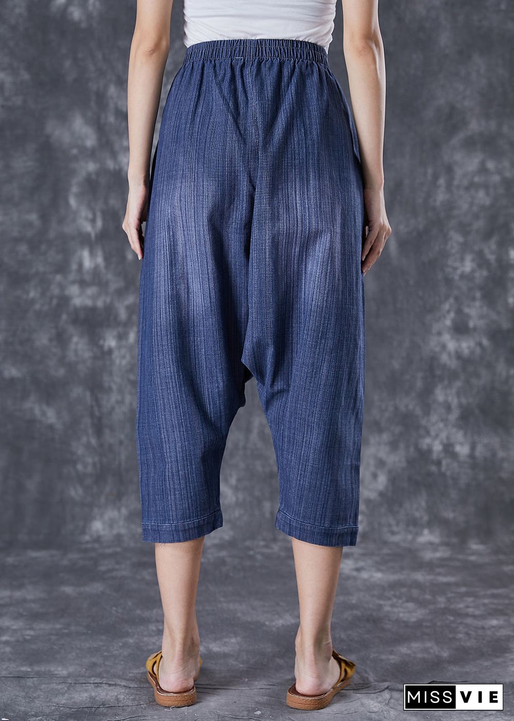 Casual Blue Oversized Patchwork Applique Denim Harem Pants Summer