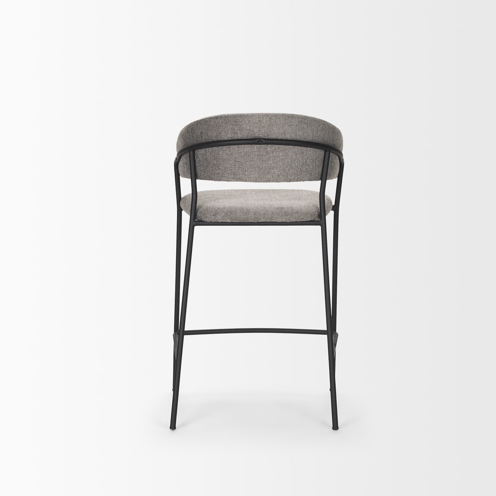 Carolyn Counter Stool w/ Gray Fabric   Matte Black Metal