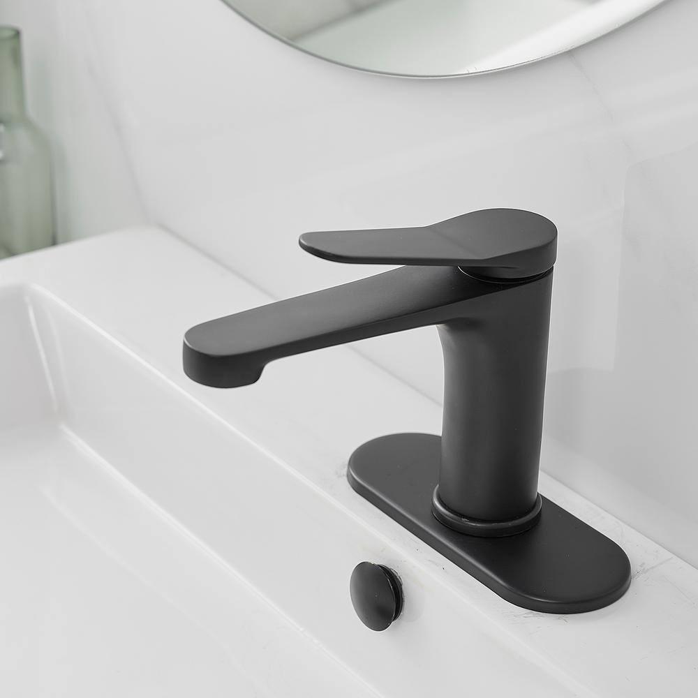 BWE Single Hole Single-Handle Bathroom Faucet in Matte Black A-96033-Black