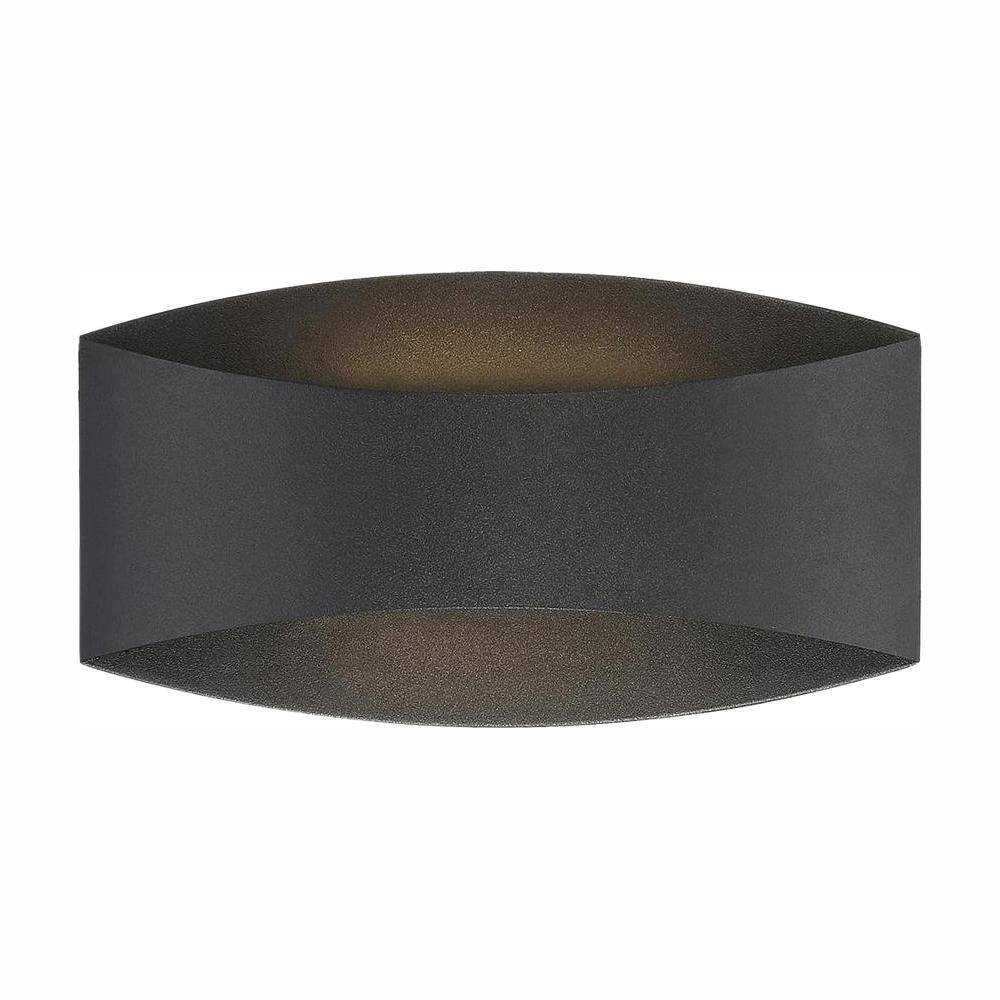 Home Decorators Collection Greeleyville 2-Light Sand Black Outdoor Integrated LED Wall Lantern Sconce with Etched Glass 23735