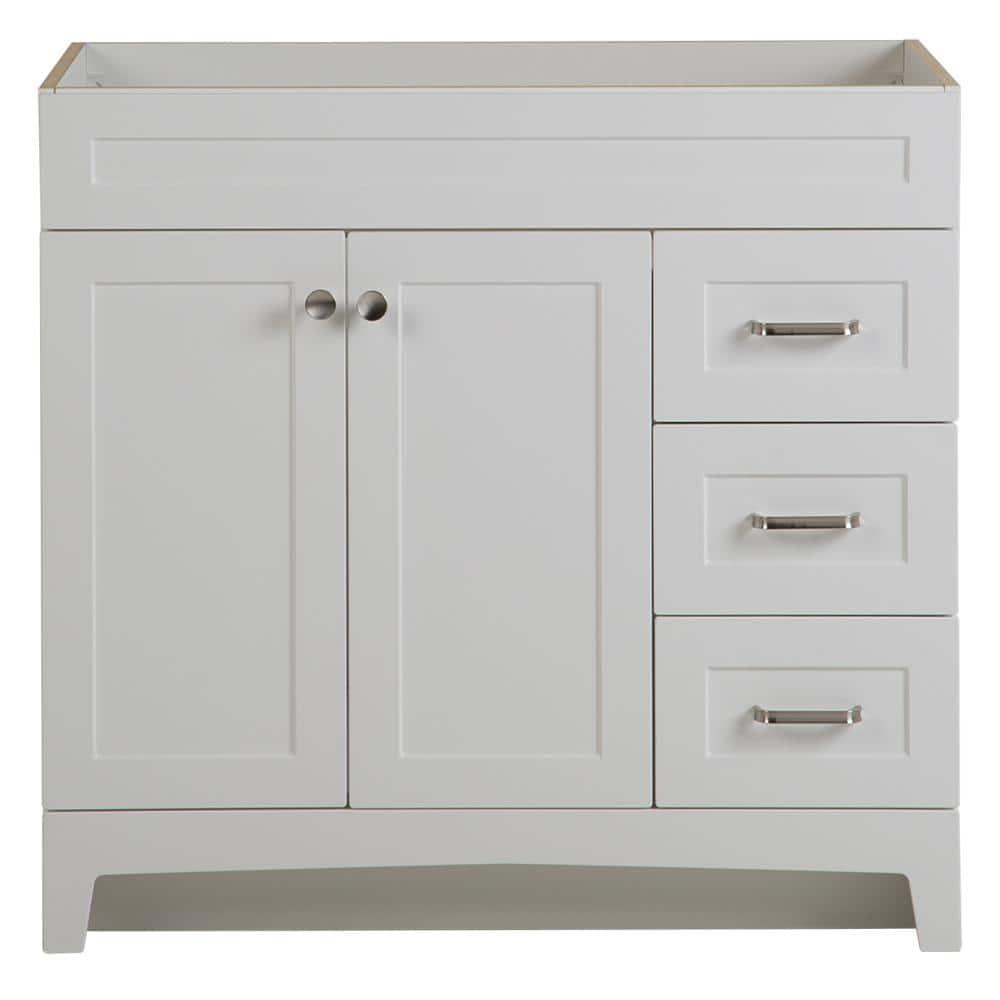 Home Decorators Collection Thornbriar 360 in W x 215 in D x 342 in H Bath Vanity Cabinet without Top in Polar White