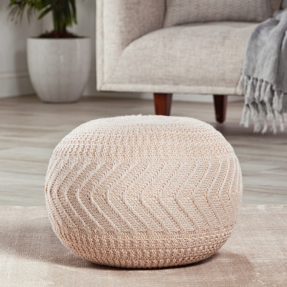 Lucille Solid Light Blush Pouf/ Floor Pillow