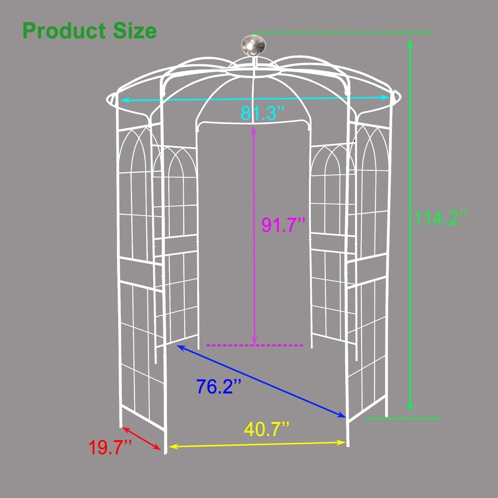 JASIWAY Iron Birdcage Shape Garden Arbors Gazebo  White