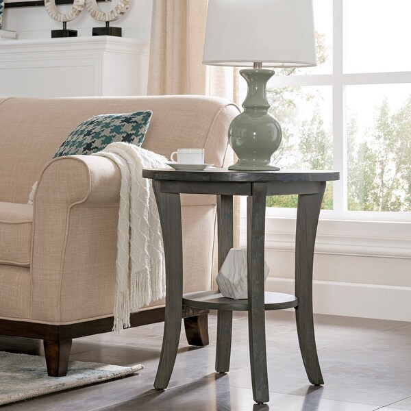 Leick Home Round Side Table with Shelf