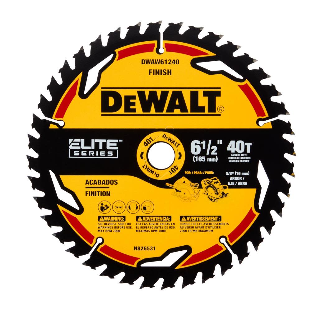 DEWALT Elite Series Blister Circular Saw Blade 6 1/2 40T