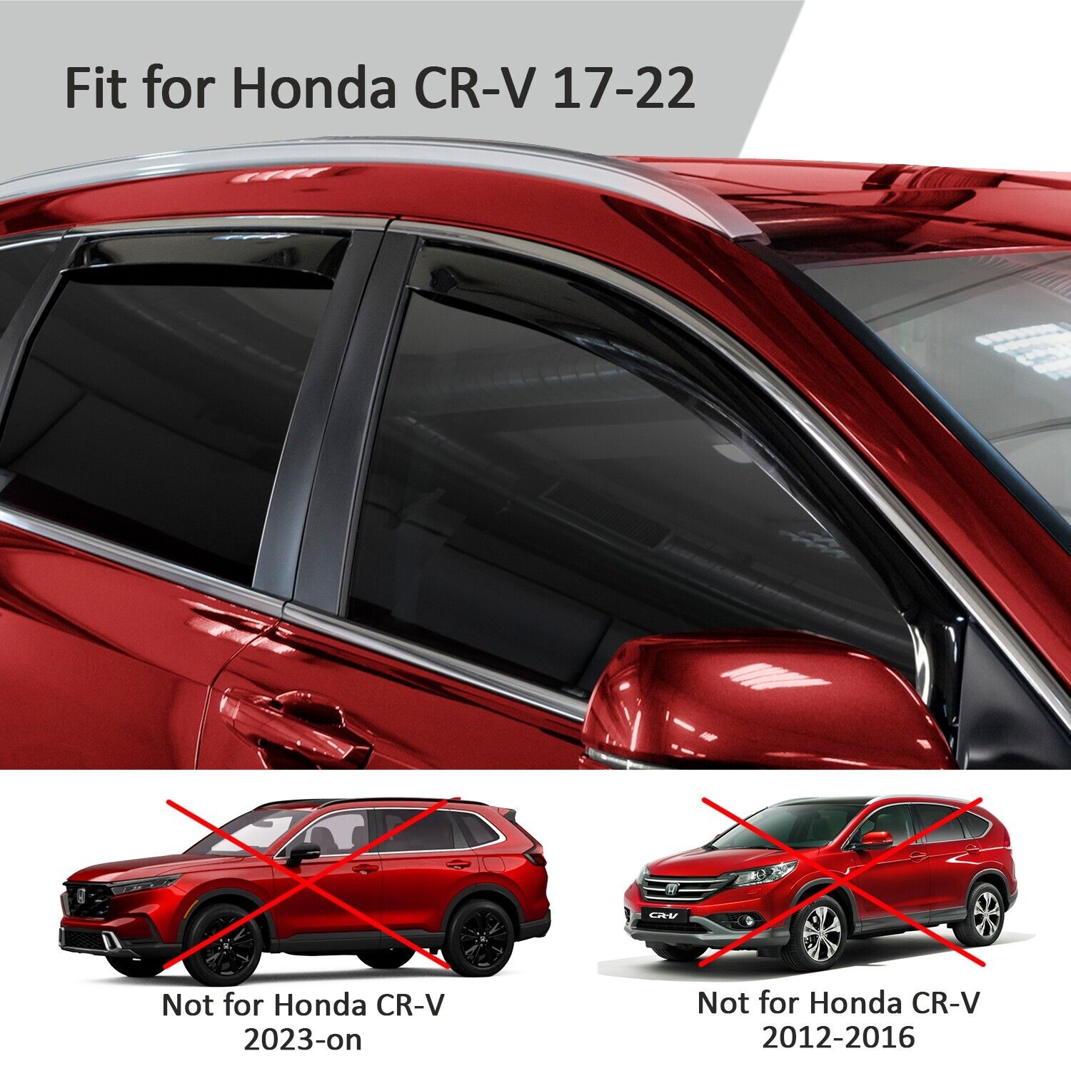 Voron Glass in-Channel Extra Durable Rain Guards for Honda CR-V (CRV) 2017-2022， Window Deflectors， Vent Window Visors，  4 Pieces - 220150