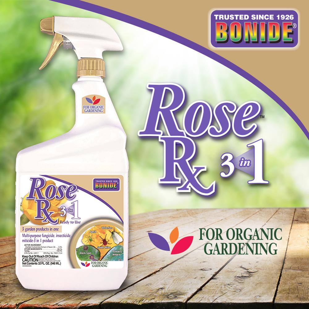 Bonide Rose Rx Multi-Purpose Fungicide Insecticide and Miticide 32 oz. Ready-to-Use Spray for Organic Gardening 897