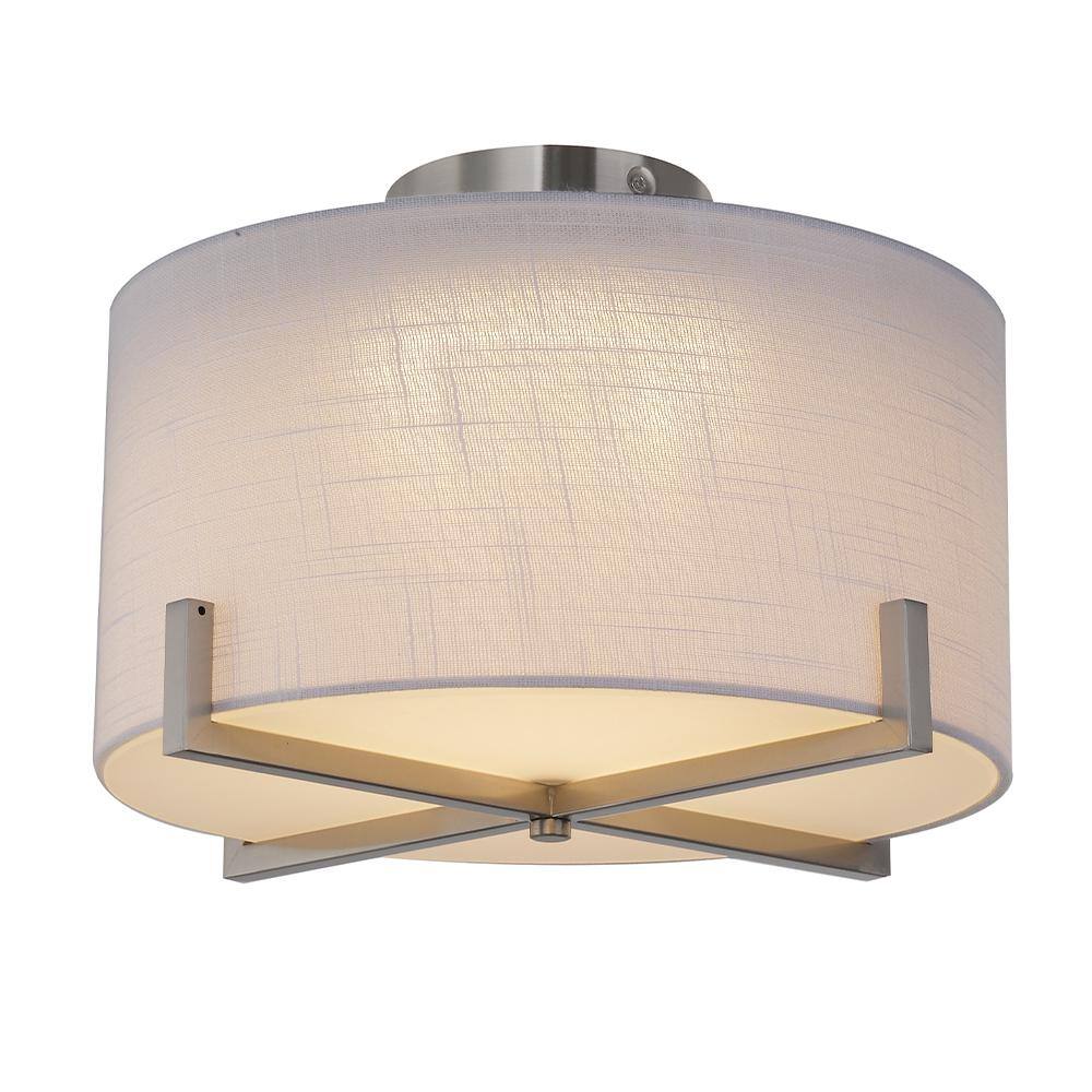 SMRTLite by NBG HOME 13.5 in. Matte Brushed Nickel Integrated LED Flush Mount DS18767