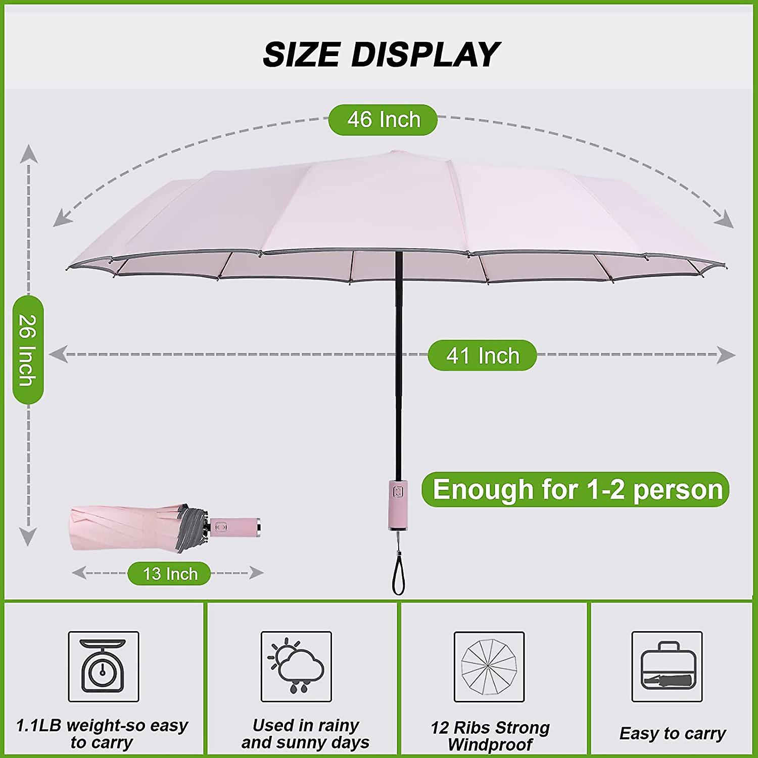 Liangnv Travel Folding Umbrellas For Rain Windproof Portable Sturdy Large Compact Umbrella With Night Reflective Parasol Automatic Open And Close Big