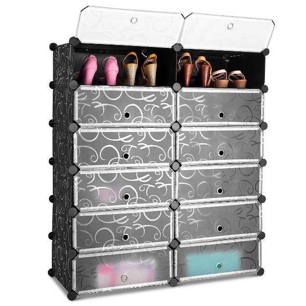 Costway 12 Cubic Portable Shoe Rack Shelf Cabinet Storage Closet Organizer Home Furni